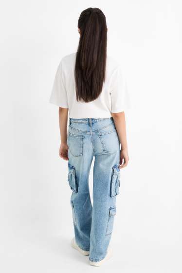 Kinder Mädchen - Cargo Jeans - helljeansblau