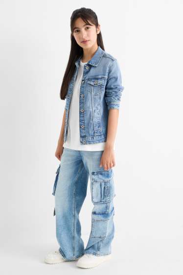 Kinder Mädchen - Cargo Jeans - helljeansblau
