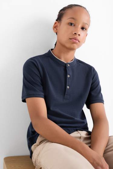 Kinderen: jongens - T-shirt - met structuur - donkerblauw