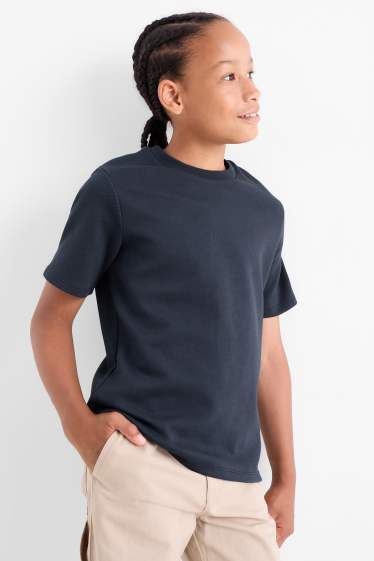 Kinderen: jongens - T-shirt - met structuur - donkerblauw
