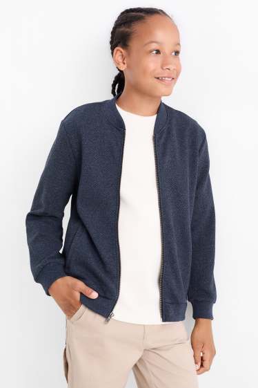 Kinder Buben - Sweatjacke - strukturiert - dunkelblau