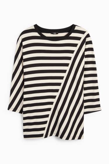 Damen - Langarmshirt - gestreift - schwarz / beige