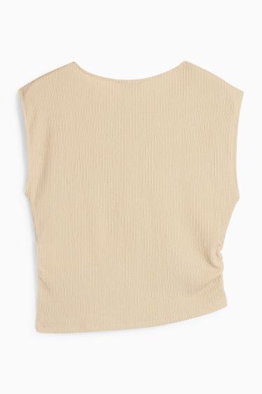 Damen - Crop Top - strukturiert - beige