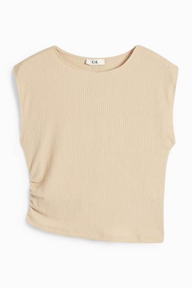 Damen - Crop Top - strukturiert - beige