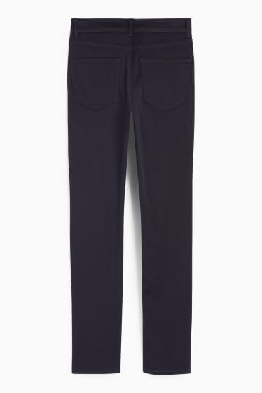 Femmes - Pantalon en toile - high waist - slim fit - bleu foncé