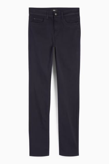 Femmes - Pantalon en toile - high waist - slim fit - bleu foncé
