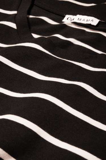 Dames - Zwangerschapslongsleeve - met strepen - zwart