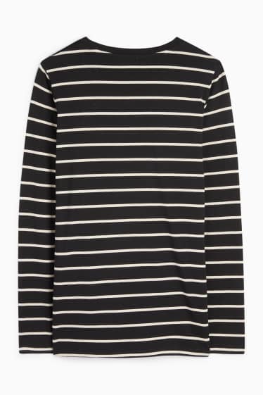 Dames - Zwangerschapslongsleeve - met strepen - zwart