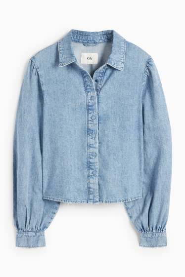 Damen - Jeansbluse - helljeansblau
