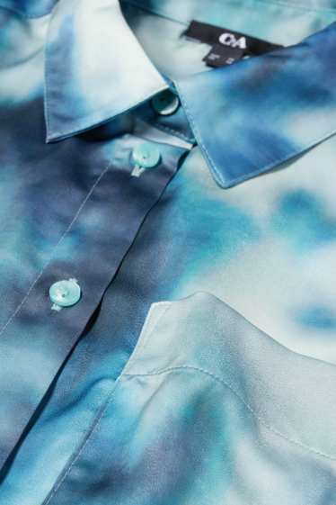 Damen - Satin-Bluse - gemustert - grün / türkis