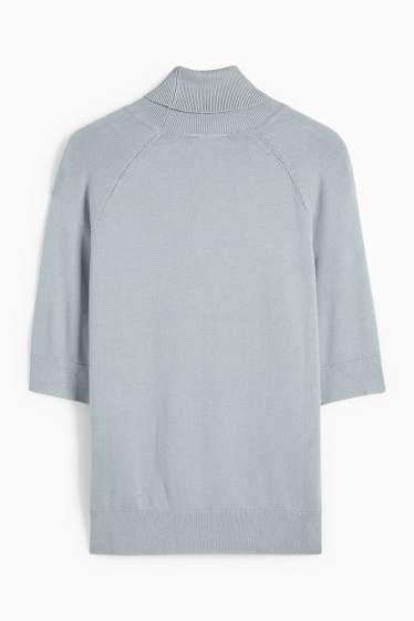 Femmes - Pull à col roulé – manches courtes - turquoise