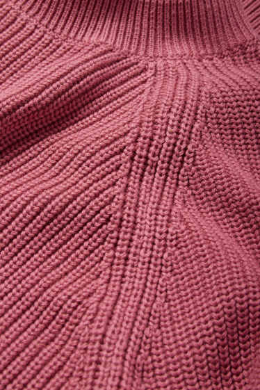 Femmes - Pull - finition côtelée - rose foncé