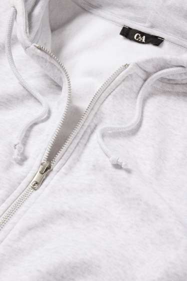 Damen - Basic-Sweatjacke mit Kapuze - hellgrau-melange