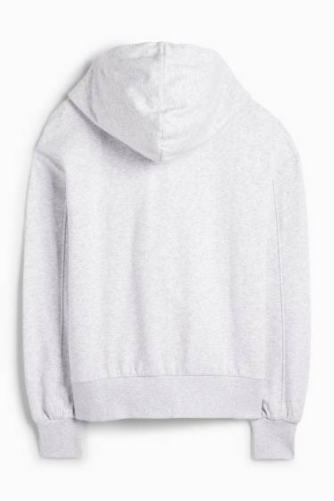 Damen - Basic-Sweatjacke mit Kapuze - hellgrau-melange