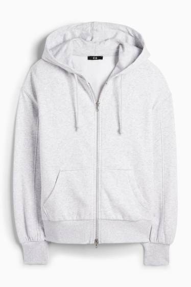 Damen - Basic-Sweatjacke mit Kapuze - hellgrau-melange