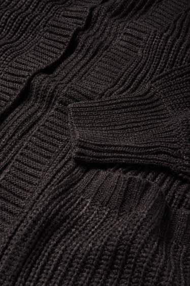 Donna - Cardigan lungo - a coste - nero