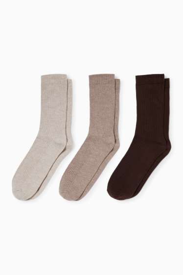 Damen - Multipack 3er - Socken - gerippt - beige