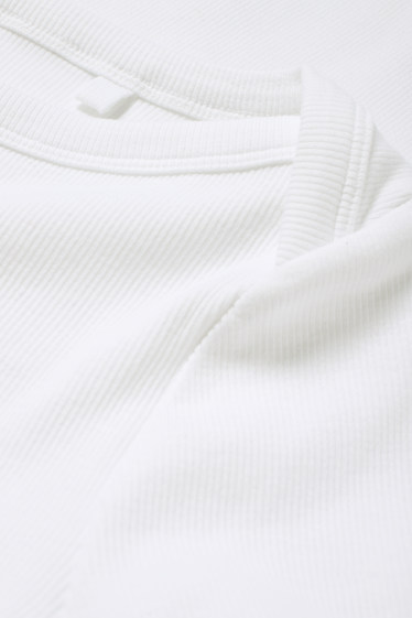 Donna - Maglia a maniche lunghe basic - a coste - bianco
