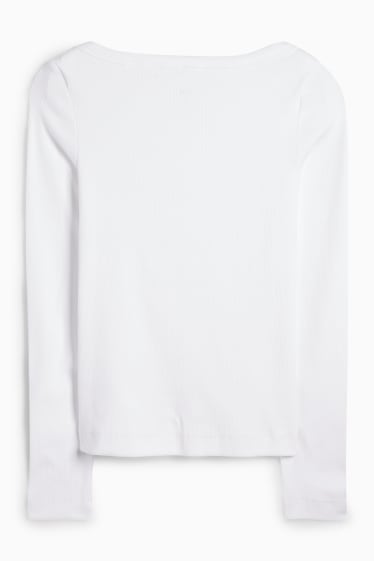 Donna - Maglia a maniche lunghe basic - a coste - bianco