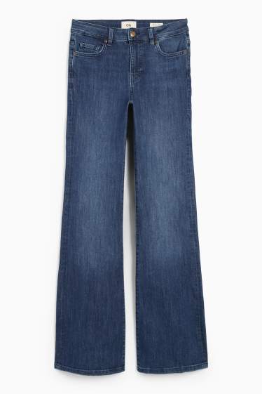 Femei - Flared jeans - talie medie - denim-albastru