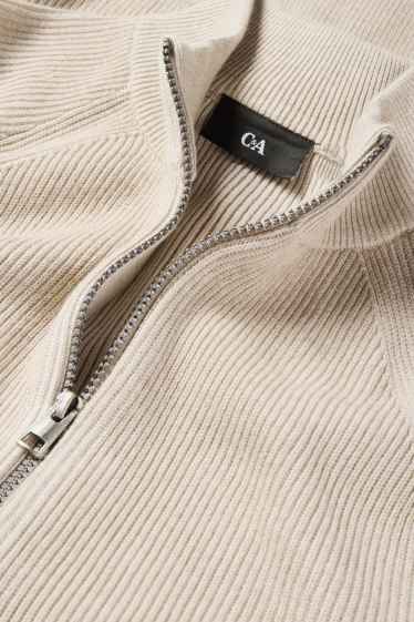 Men - Cardigan - ribbed - beige
