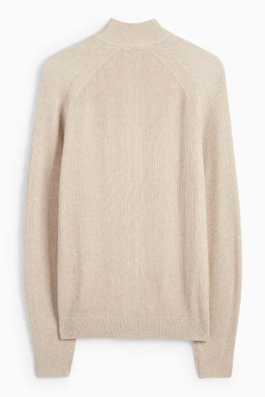 Men - Cardigan - ribbed - beige