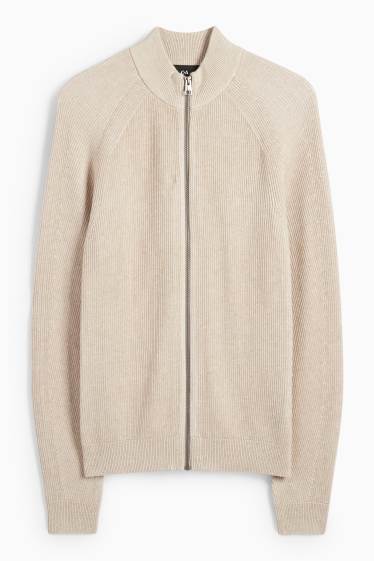 Men - Cardigan - ribbed - beige