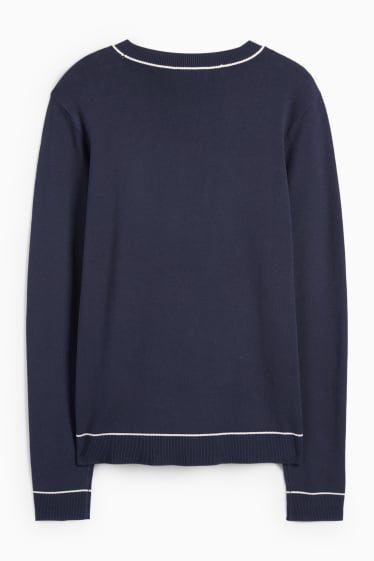 Women - Fine knit jumper - dark blue