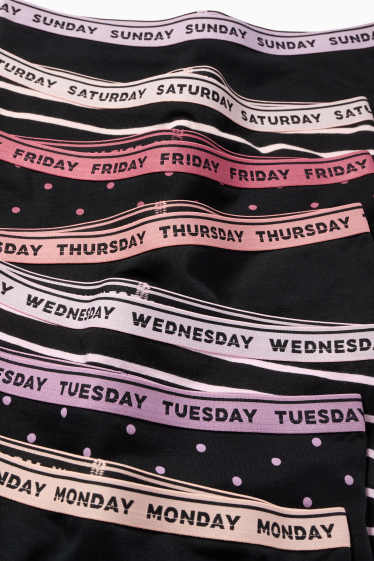Children Girls - Multipack of 7 - days of the week - boxer shorts - black