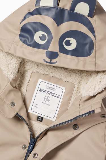 Kinder Buben - Waschbär - Jacke mit Kapuze - wasserdicht - braun