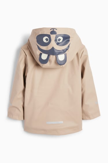 Kinder Buben - Waschbär - Jacke mit Kapuze - wasserdicht - braun