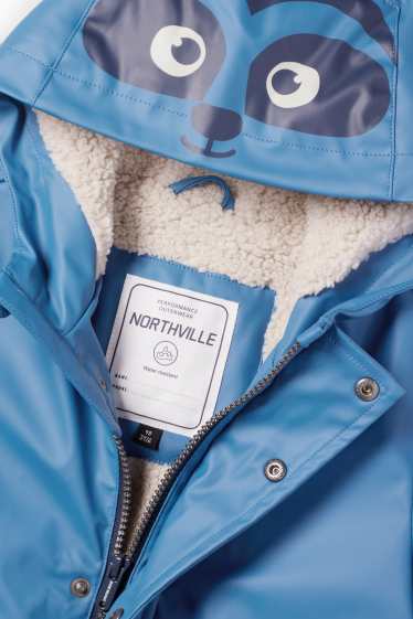 Kinder Buben - Waschbär - Jacke mit Kapuze - wasserdicht - blau