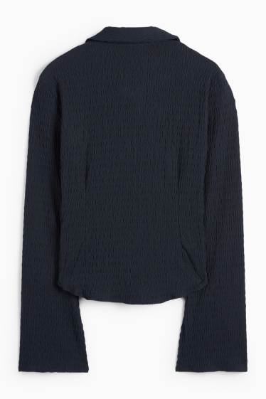 Damen - Bluse - strukturiert - dunkelblau