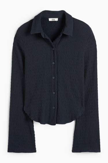 Damen - Bluse - strukturiert - dunkelblau
