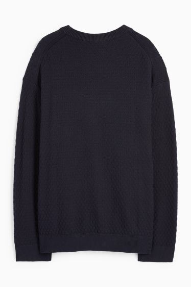 Heren - Trui - met structuur - donkerblauw