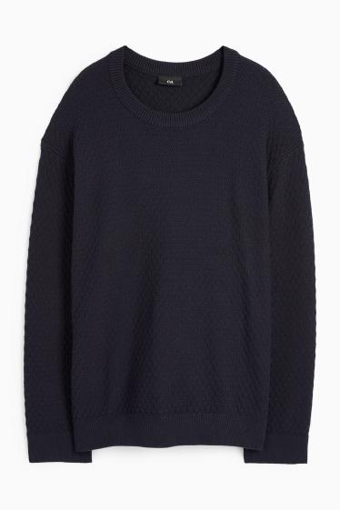 Heren - Trui - met structuur - donkerblauw