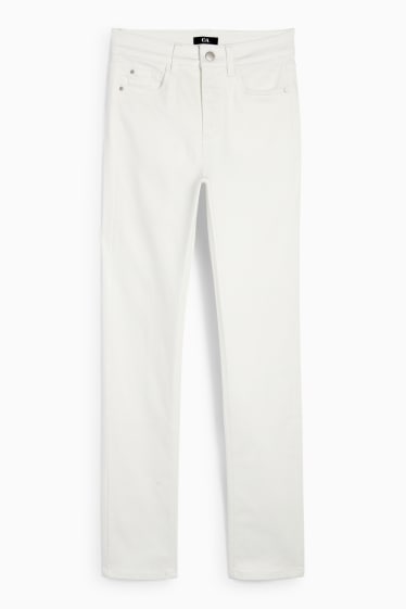 Damen - Stoffhose - High Waist - Slim Fit - weiß