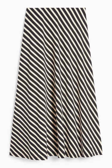 Damen - Rock - gestreift - schwarz / beige
