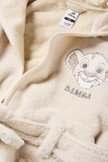 Baby: jongens - The Lion King- badstof babybadjas met capuchon - licht beige