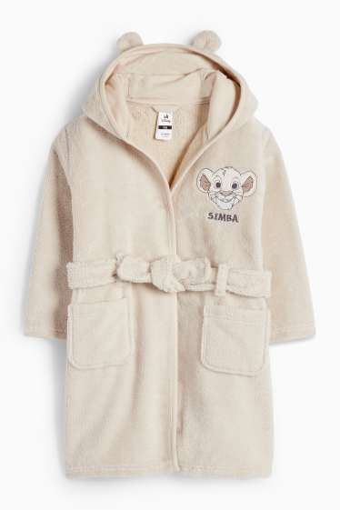 Baby: jongens - The Lion King- badstof babybadjas met capuchon - licht beige