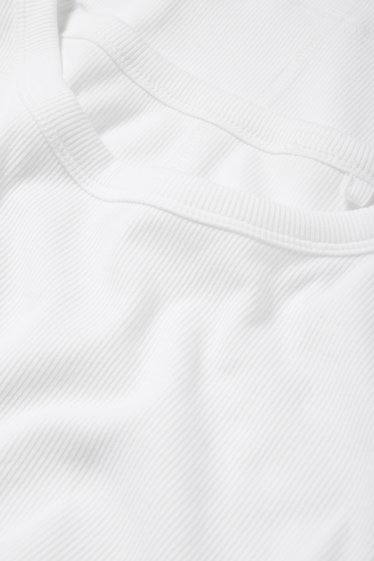 Femei - Tricou cu mânecă lungă basic - reiat - alb