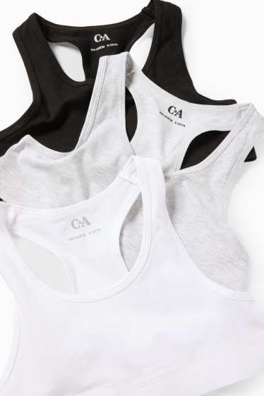 Enfants filles - Lot de 3 - brassières - gris clair chiné