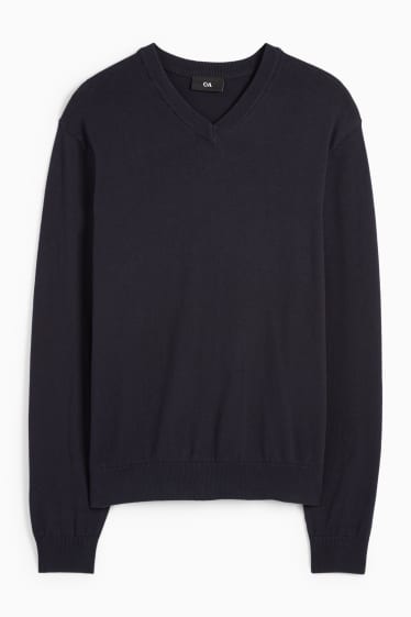Hommes - Pull en maille fine - bleu foncé
