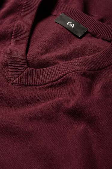 Hommes - Pull en maille fine - bordeaux