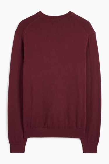 Hommes - Pull en maille fine - bordeaux