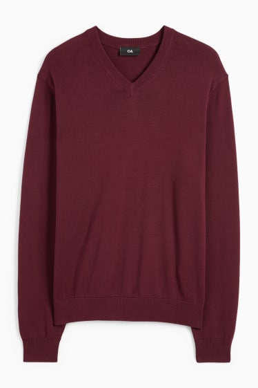 Hommes - Pull en maille fine - bordeaux