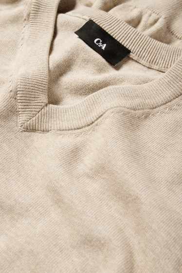 Heren - Fijn gebreide trui - licht beige