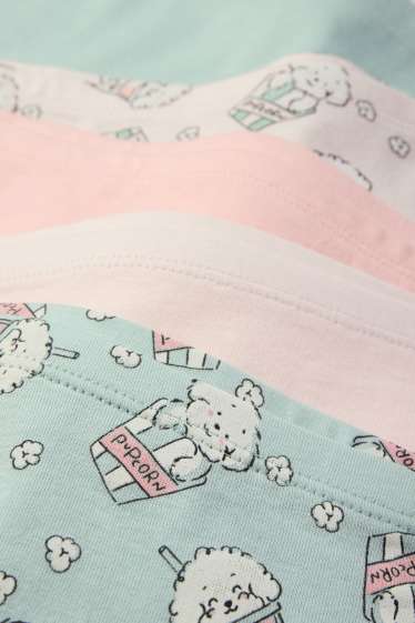 Kinder Mädchen - Multipack 5er - Welpe und Popcorn - Boxershorts - rosa