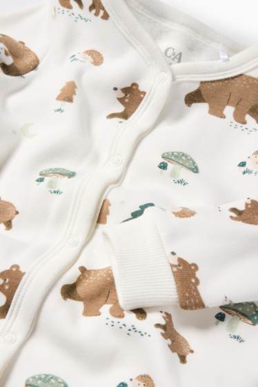 Baby Jungen - Waldtiere - Baby-Schlafanzug - weiss