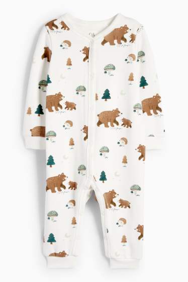 Baby Jungen - Waldtiere - Baby-Schlafanzug - weiss